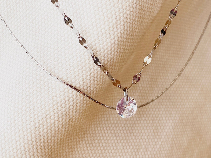 Silberne Doppelkette mit Kristall - ALICIA'S DIARY®