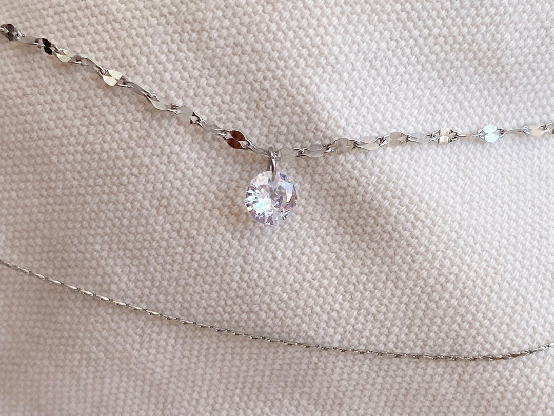 Silberne Doppelkette mit Kristall - ALICIA'S DIARY®