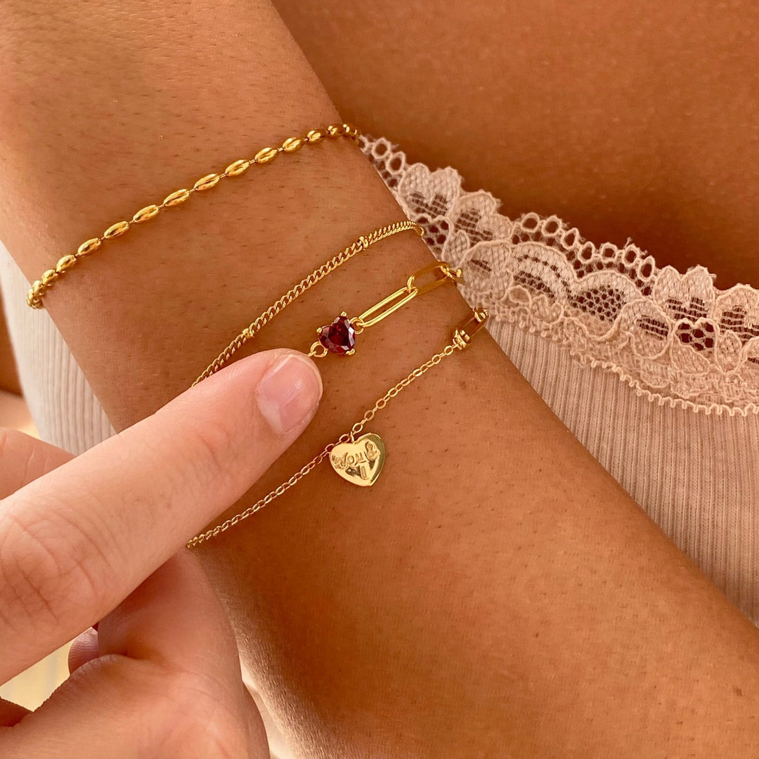 Goldenes Paperclip Armband mit Herz-925-armbänder-Armbänder und Armreifen