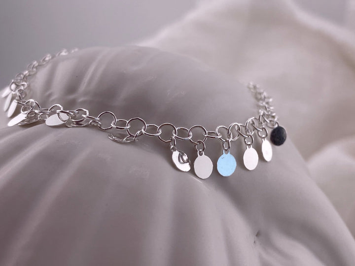 Silbernes Bettelarmband mit kleinen runden Coins-925-armbänder-Armbänder und Armreifen