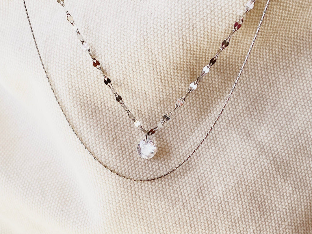 Silberne Doppelkette mit Kristall - ALICIA'S DIARY®