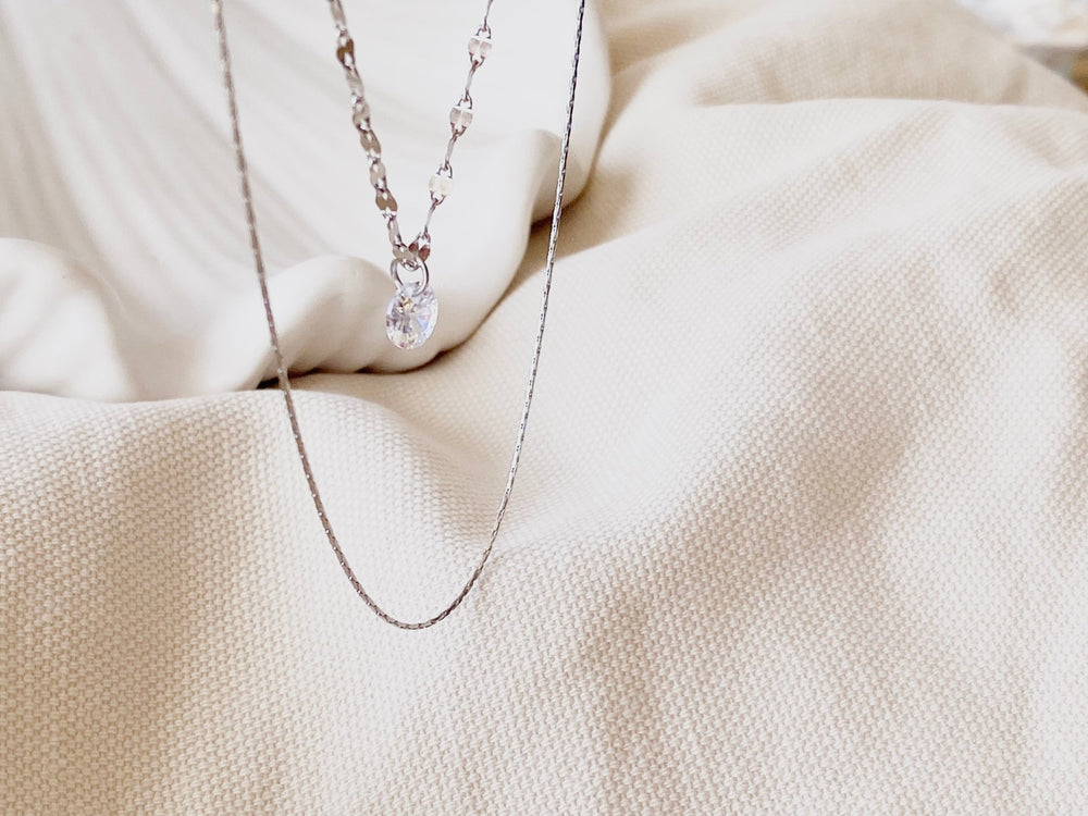 Silberne Doppelkette mit Kristall - ALICIA'S DIARY®