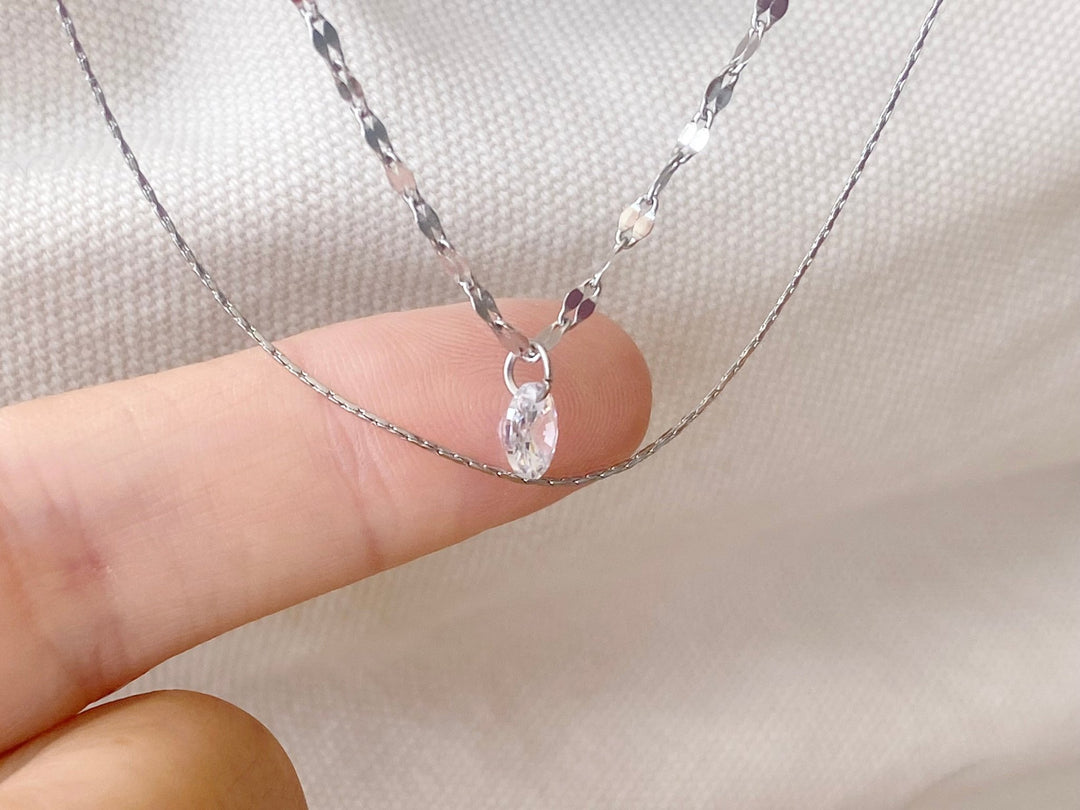 Silberne Doppelkette mit Kristall - ALICIA'S DIARY®