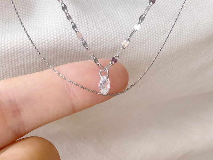 Silberne Doppelkette mit Kristall - ALICIA'S DIARY®