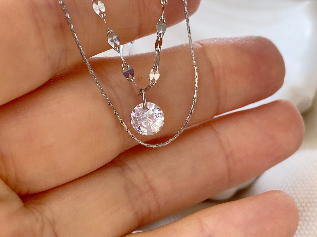 Silberne Doppelkette mit Kristall - ALICIA'S DIARY®