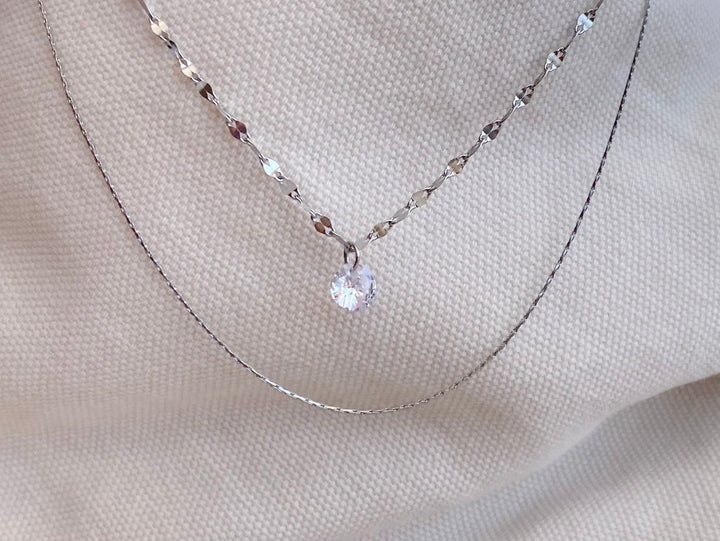 Silberne Doppelkette mit Kristall - ALICIA'S DIARY®