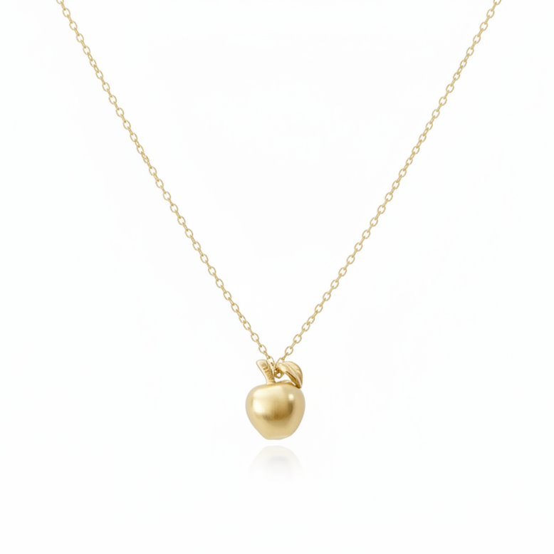 Goldene Halskette mit kleinem dreidimensionalen Apfel Anhänger Charm,  3D Apfel, Apfel-Halskette, cooler Schmuck für junge Frauen