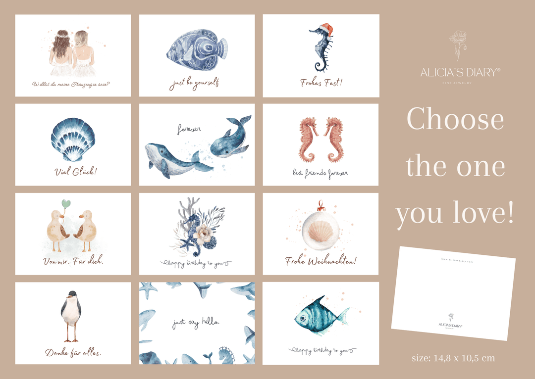 Grußkarte mit Muschelmotiv - ALICIA'S DIARY®