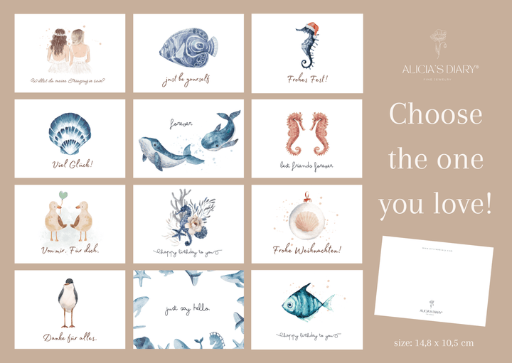 Grußkarte mit Muschelmotiv - ALICIA'S DIARY®