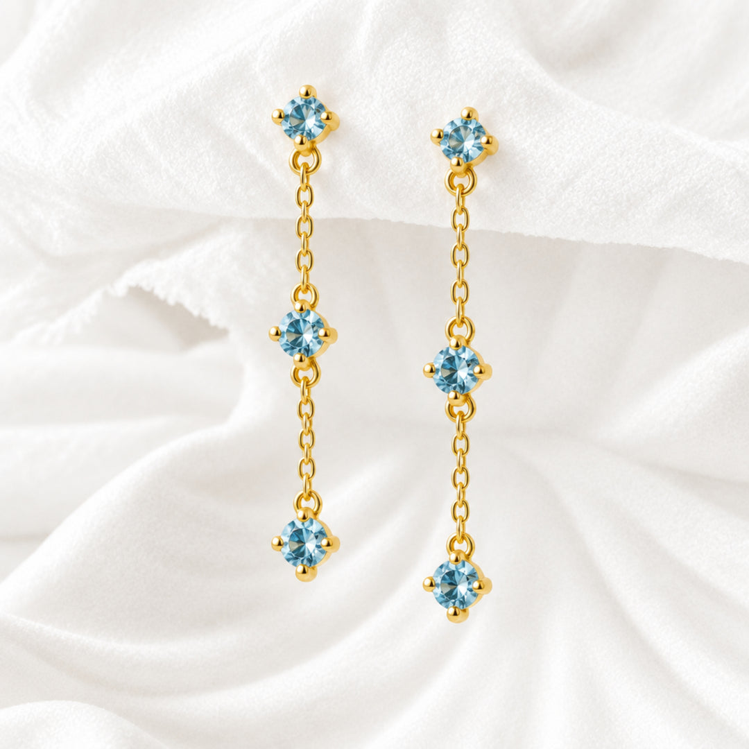 Pendientes de cristal azul dorado - ALICIA&