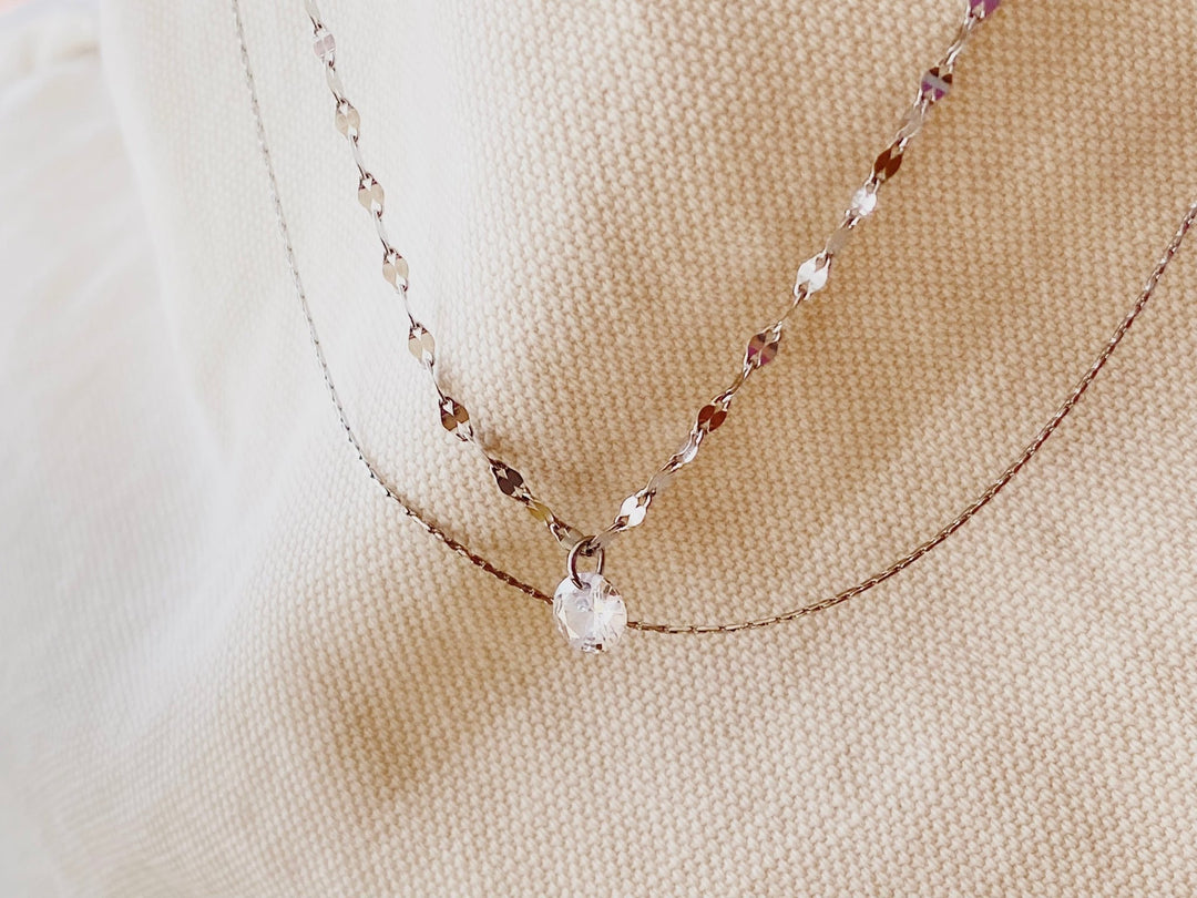 Silberne Doppelkette mit Kristall - ALICIA'S DIARY®