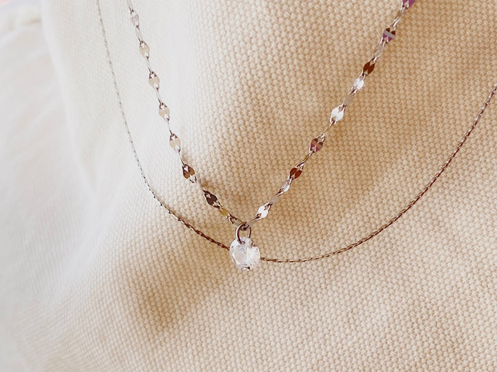 Silberne Doppelkette mit Kristall - ALICIA'S DIARY®