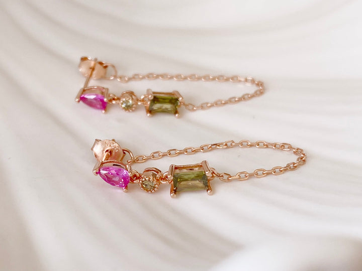 Kristall Ohrringe mit Kettchen - ALICIA'S DIARY®