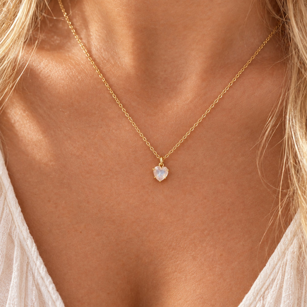 Gold necklace with rose quartz heart gemstone, small rose quartz heart pendant, jewelry inspiration from Alicia's Diary