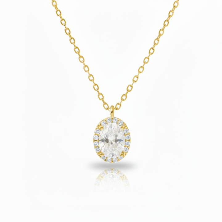 Goldene Nostalgie Kette mit großem Kristall, Vintage Schmuck aus vergoldetem 925 Sterlingsilber, Prinzessin Kette