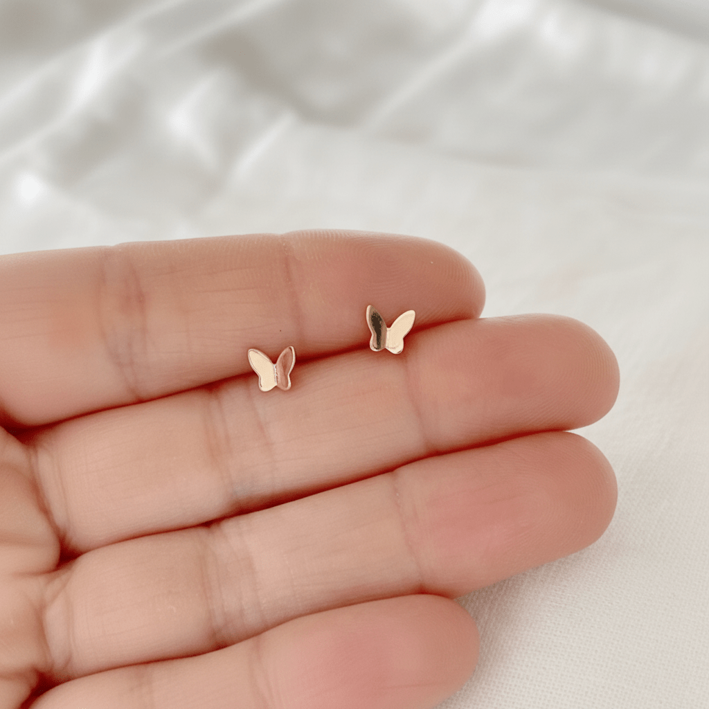 Roségoldene Ohrstecker Schmetterlinge-cute &amp; girly-google-feed-Kinderschmuck
