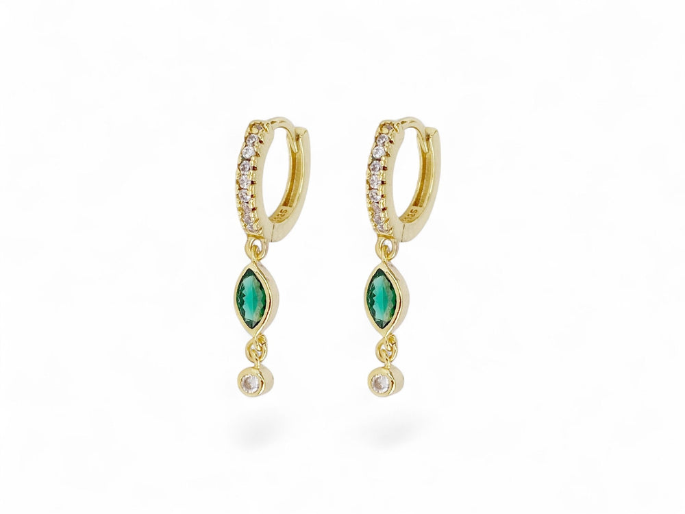 Crystal Huggies mit grünem Anhänger - ALICIA'S DIARY®