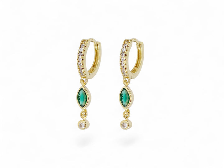 Crystal Huggies mit grünem Anhänger - ALICIA'S DIARY®