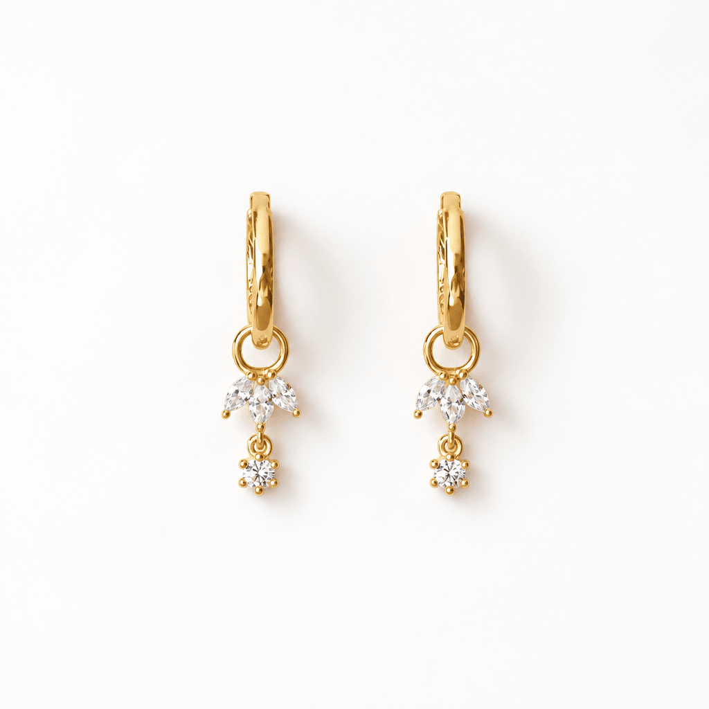 Creolen mit Steinen, wasserfeste Ohrringe mit Anhänger, Ohrringe mit Steinchen, Creolen mit Anhänger, Schmuck Shop online