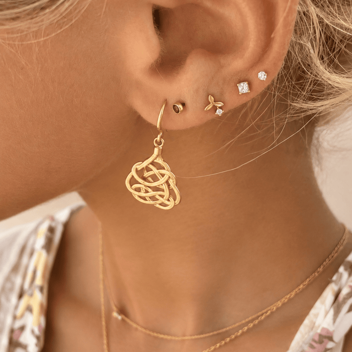 Ornament Ohrringe Gold, Damen Ohrringe gold hängend, goldene geflochtene Ohrringe, Mandala Ohrringe gold, Beach Girl Jewelry