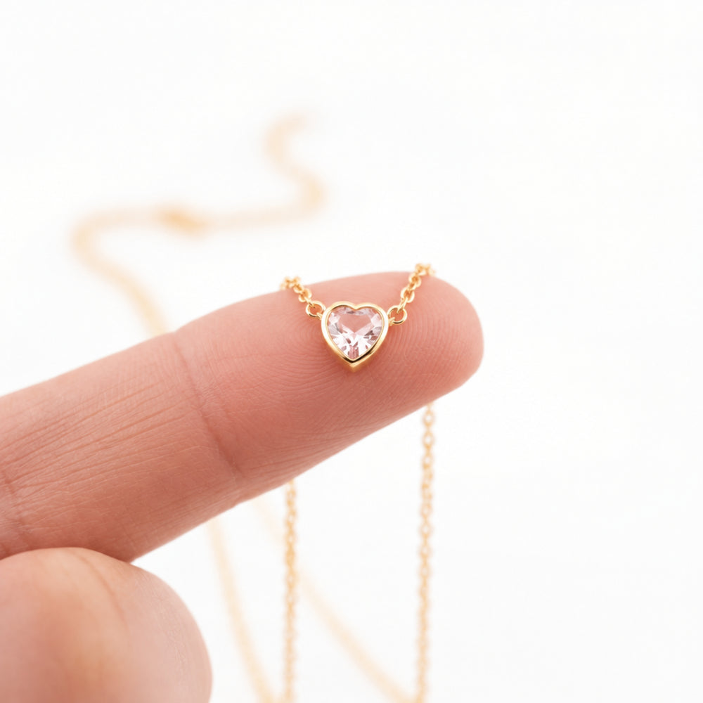 Goldene Halskette aus 925 Sterlingsilber mit rosa Herz Kristall Anhänger, Liebe, Schmuck Geschenk für Frau, Freundin, Tochter, Enkelin von