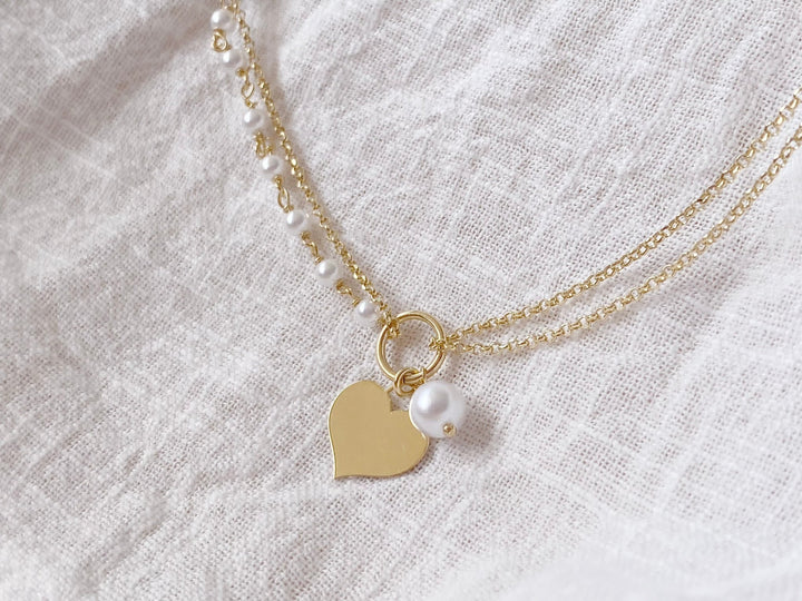 kissedby Alicia | Goldkette mit Herz und Perlen - ALICIA'S DIARY®