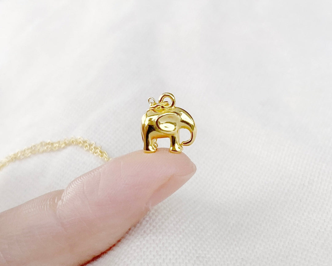 Goldene Halskette mit Elefanten Charm-ALICIA'S DIARY®