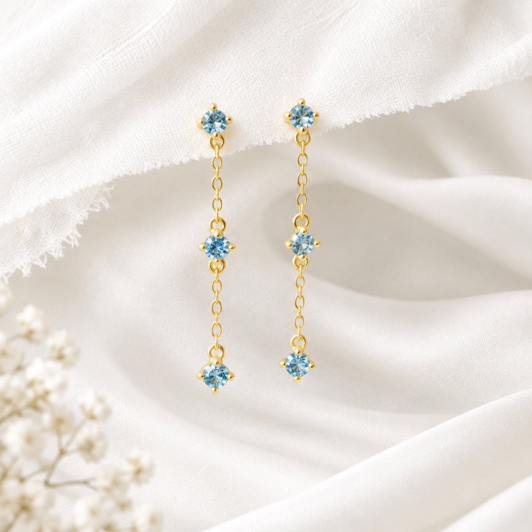 Pendientes de cristal azul dorado - ALICIA&