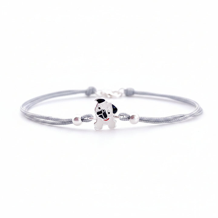 Kinderschmuck aus 925 Silber, antiallergen, Armband mit echten silbernen Perlen und Hund-Anhänger, Geschenk Idee Einschulung