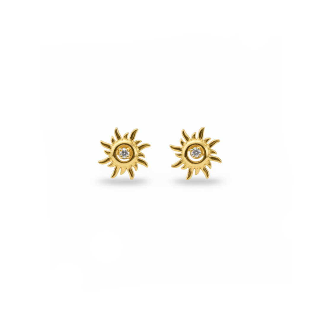 Sonnen Schmuck Ohrringe aus 925 Silber, Sonnen Ohrringe, Schmuck mit Sonne und Glitzerstein, hautfreundlicher Schmuck