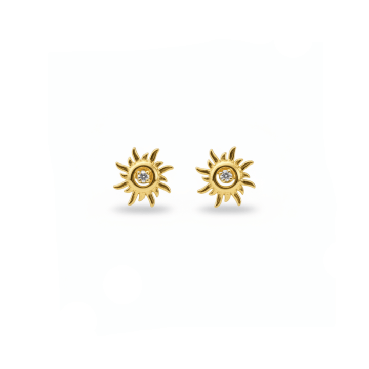 Sonnen Schmuck Ohrringe aus 925 Silber, Sonnen Ohrringe, Schmuck mit Sonne und Glitzerstein, hautfreundlicher Schmuck