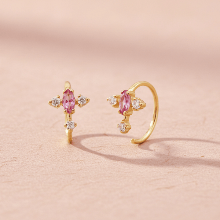Offene Creolen Pink-cute &amp; girly-Dünn Filigran zart schmal zierlich-goldene creolen
