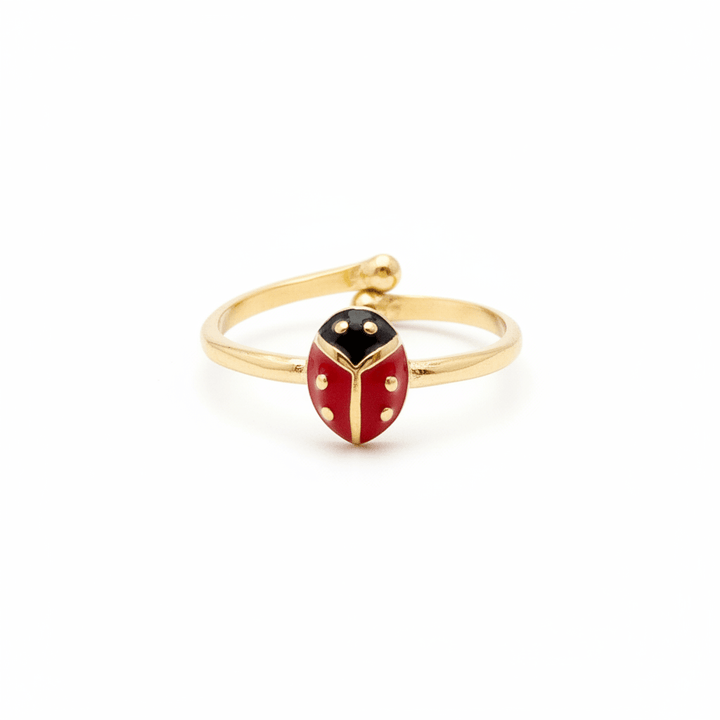 Goldener Marienkäfer Kinder Ring-Einschulung-Emaille-Goldener Ring
