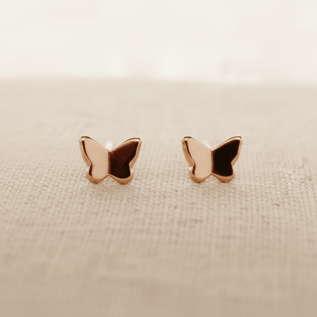 Roségoldene Ohrstecker Schmetterlinge-cute &amp; girly-google-feed-Kinderschmuck