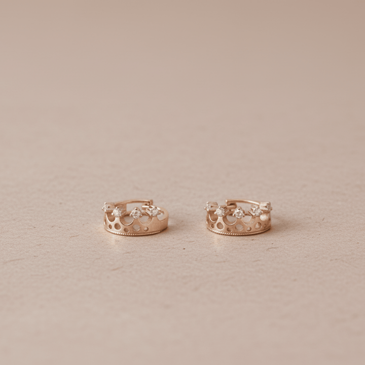 Rosévergoldete Kronen Huggies Ohrringe-creolen-Creolen 1 cm-Creolen 10 mm