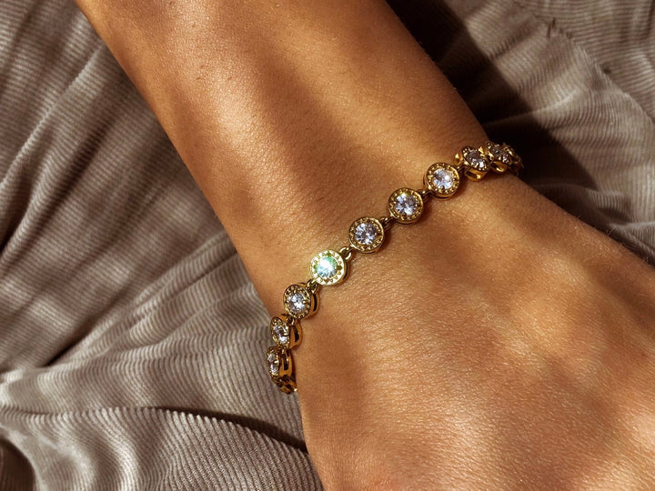 Goldenes Strass Armband aus Edelstahl