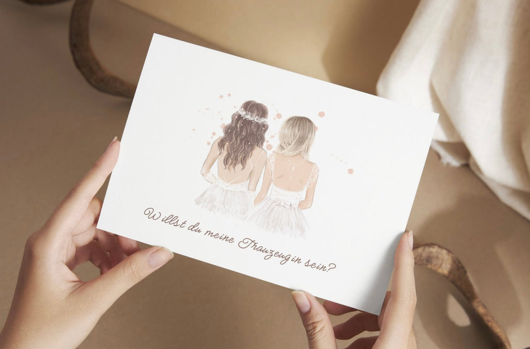 Karte mit Braut & Trauzeugin - ALICIA'S DIARY®