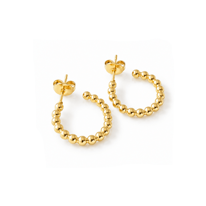 Kugel Creolen Gold, mittelgroße Gold Creolen aus Edelstahl, moderne Ohrringe Creolen, schöne Gold Ohrringe für junge Frauen