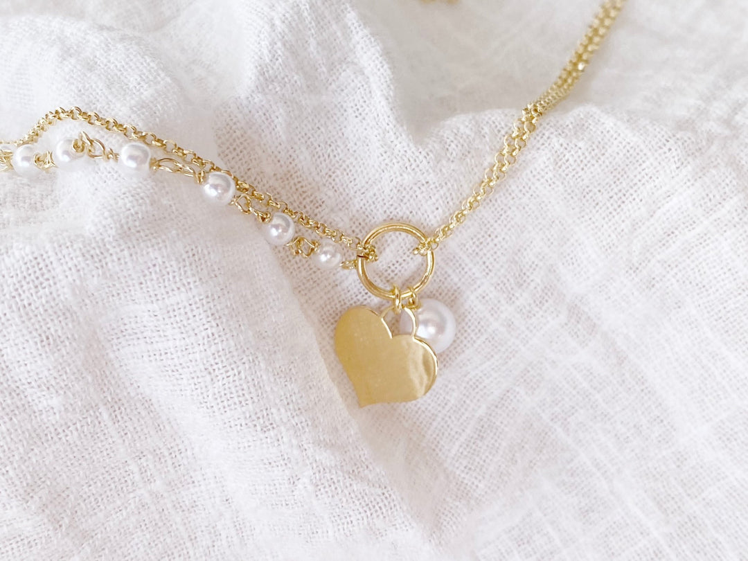 kissedby Alicia | Goldkette mit Herz und Perlen - ALICIA'S DIARY®