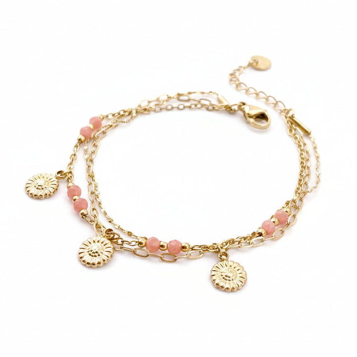 Goldenes Armband mit mehreren Reihen im Boho-chic Hippie Style aus Edelstahl für junge Frauen und jugendliche Mädchen
