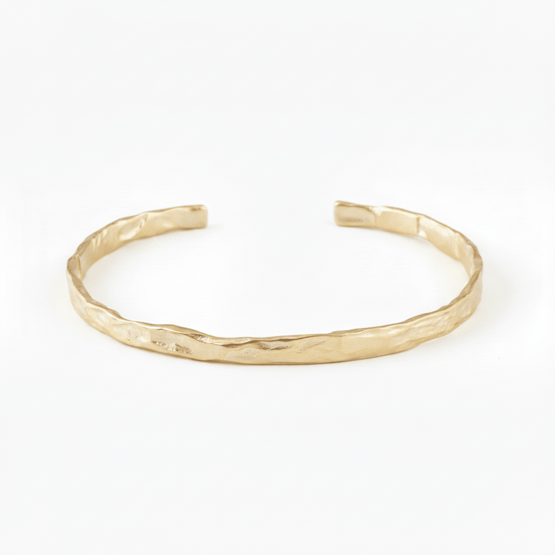Goldene gehämmerte Armspange aus vergoldetem 925 Silber, Armreif mit Struktur, handgemachter Schmuck für junge Frauen