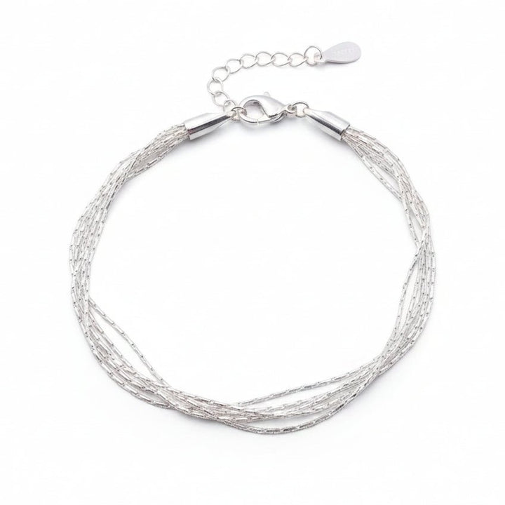 Echt silbernes 925 Armband mit vielen feinen runden Gliedern, mehrsträngiges Armkettchen, Schmuck für junge Frauen und jugendliche Mädchen