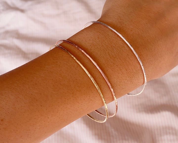 Armreif Bicolor für Damen, Stapel Armbänder aus echtem Silber mit hochwertiger, wasserfester Vergoldung aus Gold und Roségold