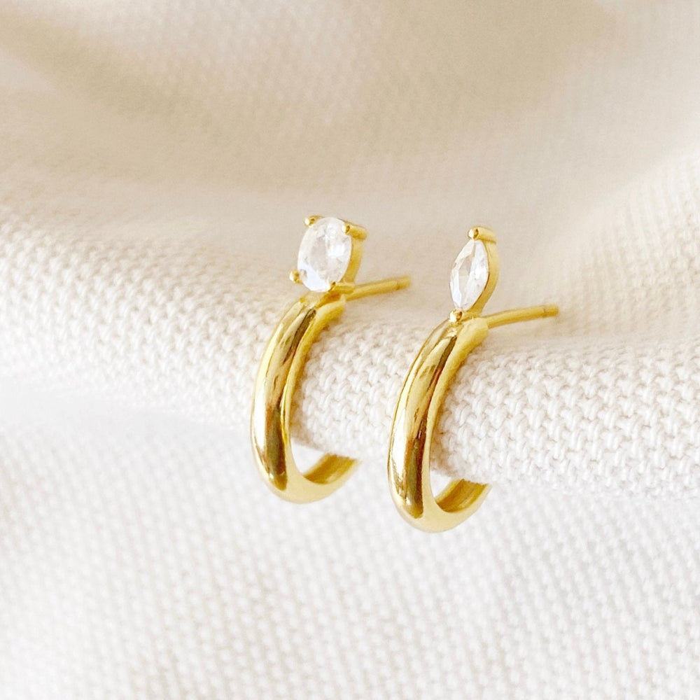 Pendientes únicos de oro, pendientes de aro con cristal, hipoalergénicos e impermeables de Alicia's Diary.