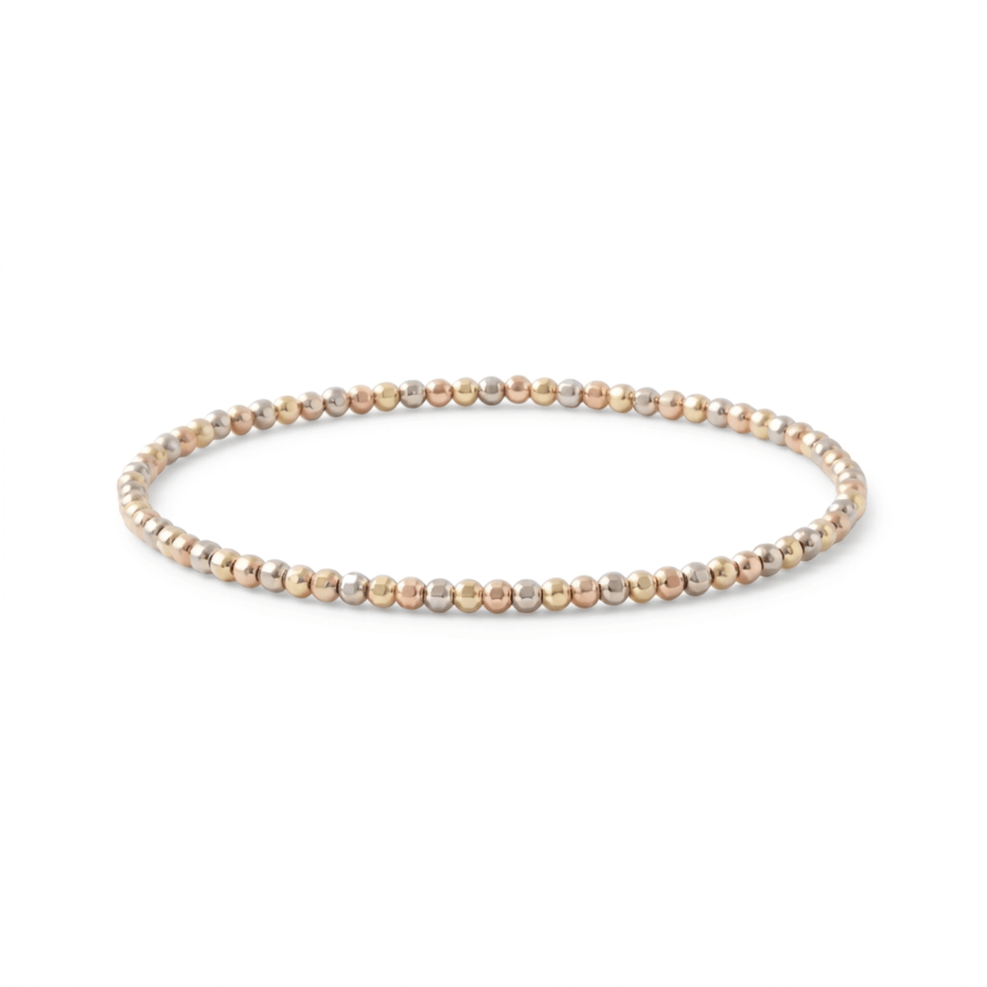 Stainless steel bracelet with square beads in silver, gold and rose gold, stretch bracelet for bracelet stacking