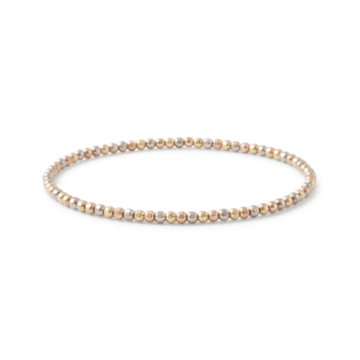 Edelstahl Armband mit eckigen Perlen in Silber, Gold und Roségold, Strech Armband für Bracelet Stacking