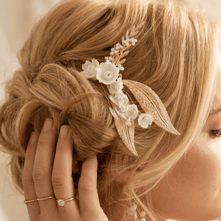 Boho Haarnadel | ELENA-Blüten Keramik-brauthaarschmuck-brautschmuck
