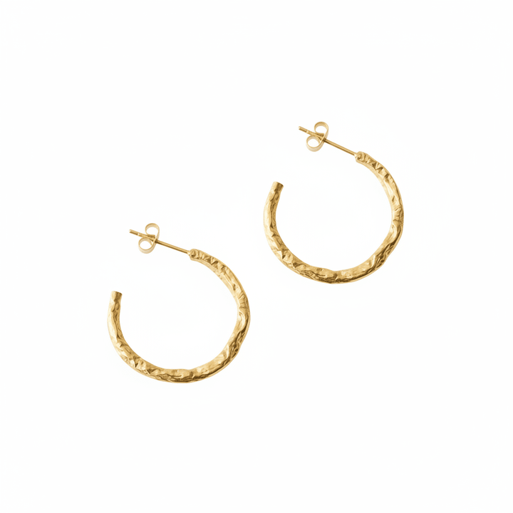 Offene Creolen mit hammered Finish, Boho Schmuck Ohrringe, Creolen mit Ohrstecker, Clean Girl Jewelry von Alicia&