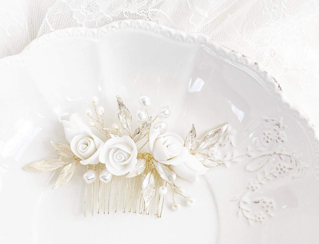 Goldener Brauthaarschmuck Linda - ALICIA'S DIARY