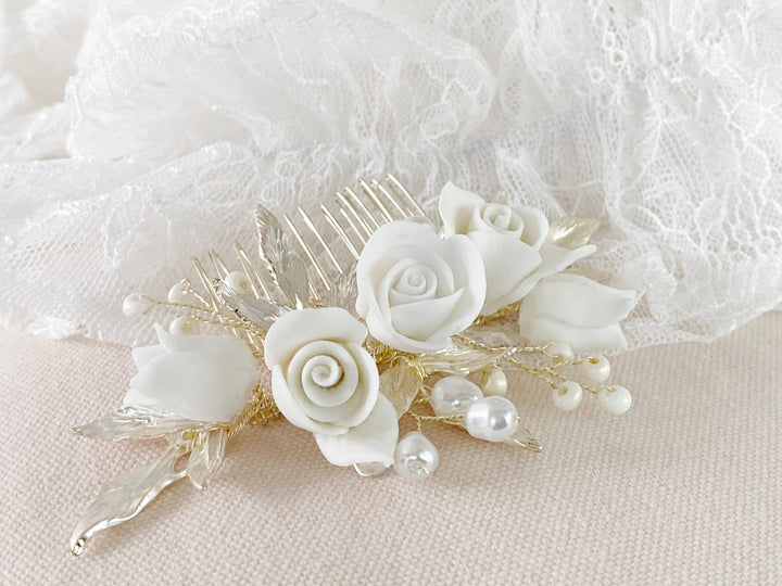 Goldener Brauthaarschmuck Linda - ALICIA'S DIARY